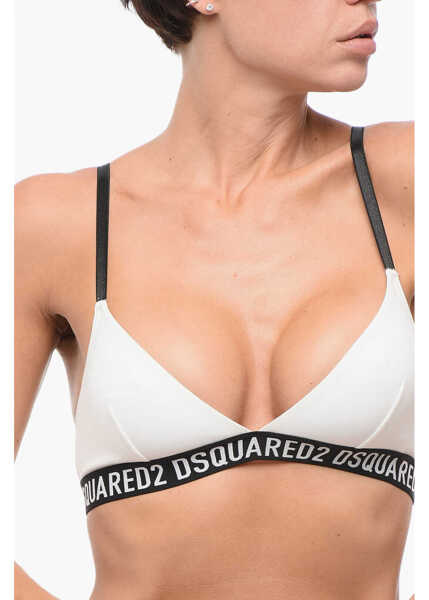 Sutiene DSQUARED2 Triangle Bra With Logoed Band Black & White Femei (BM 18407806) 3