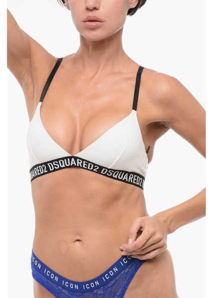 Sutiene DSQUARED2 Triangle Bra With Logoed Band Black & White Femei (BM 18407806) 1
