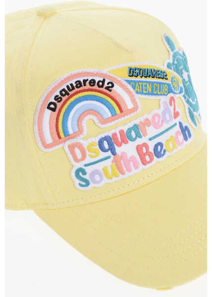 Caciuli DSQUARED2 Vintage Effect Cotton Twill Cap Yellow Femei (BM 18407857) 3