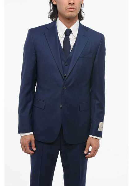 Costume CORNELIANI Cc Collection Virgin Wool Side Vents Notch Lapel 3 Piece Wai Blue Barbati (BM 18408070) 2