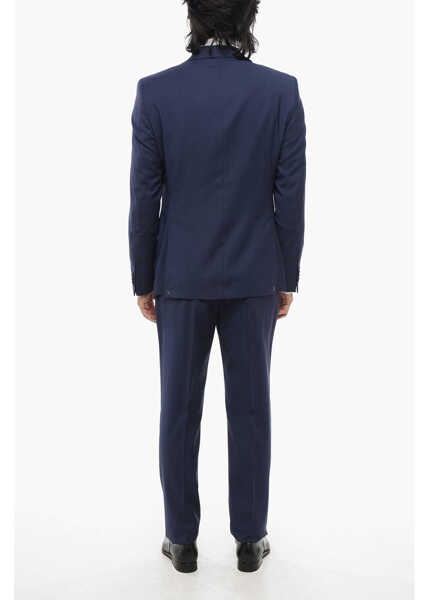 Costume CORNELIANI Cc Collection Virgin Wool Side Vents Peak Lapel 3 Piece Wais Blue Barbati (BM 18408073) 4