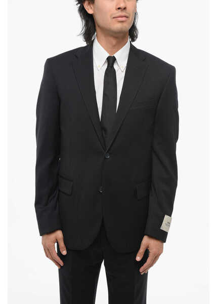 Costume CORNELIANI Cc Collection Virgin Wool Side Vents Flat Front Pants 2-Butt Blue Barbati (BM 18408091) 2