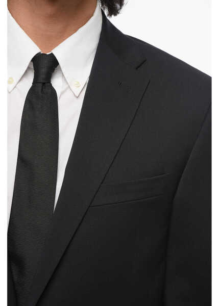 Costume CORNELIANI Cc Collection Virgin Wool Side Vents Flat Front Pants 2-Butt Blue Barbati (BM 18408091) 3