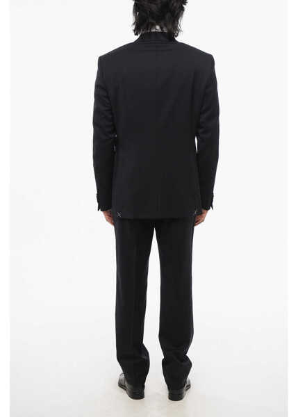 Costume CORNELIANI Cc Collection Virgin Wool Side Vents Flat Front Pants 2-Butt Blue Barbati (BM 18408091) 4