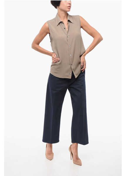 Camasi casual AMI ALEXANDRE MATTIUSSI Viscose Sleeveless Shirt Beige Femei (BM 18408142) 4