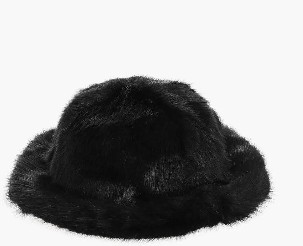 Caciuli DSQUARED2 Solid Color Faux Fur Bucket Hat Black Barbati (BM 18408145) 2