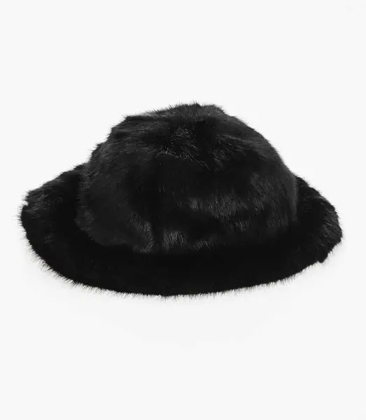 Caciuli DSQUARED2 Solid Color Faux Fur Bucket Hat Black Barbati (BM 18408145) 1