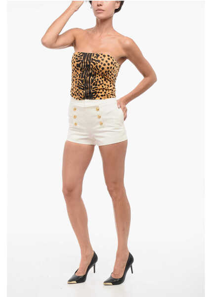 Pantaloni scurti Cline High-Waisted Shorts With Double Placket White Femei (BM 18408151) 4