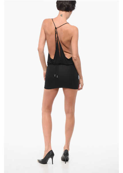 Rochii elegante DSQUARED2 Viscose Lace-Up Mini Dress Black Femei (BM 18408172) 2