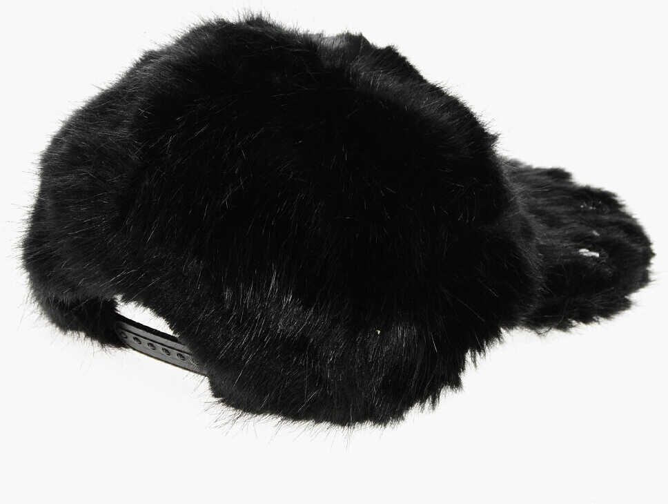 Caciuli DSQUARED2 Faux Fur Cap With Monogram Embellished With Beads Black Barbati (BM 18408352) 2