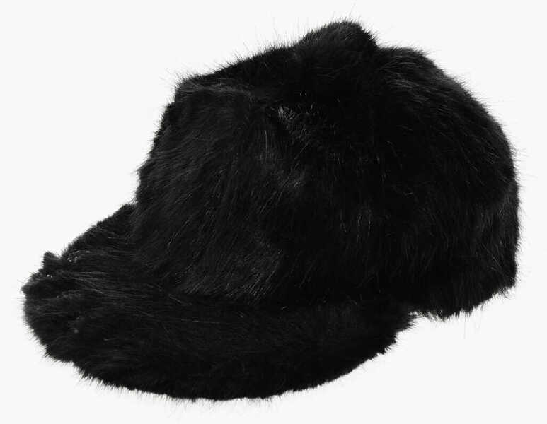 Caciuli DSQUARED2 Faux Fur Cap With Monogram Embellished With Beads Black Barbati (BM 18408352) 1