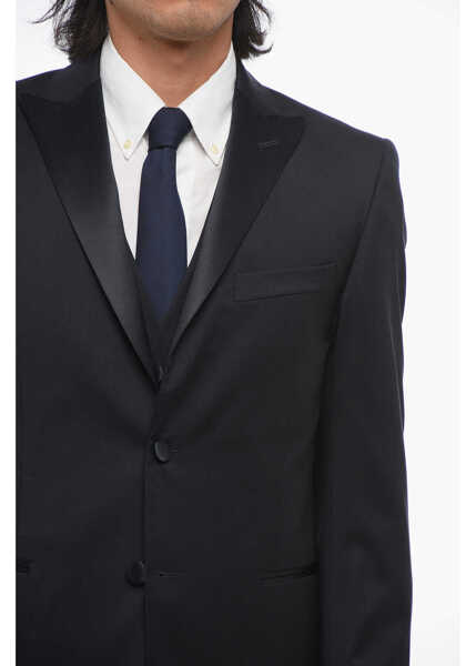 Costume CORNELIANI Cc Collection Virgin Wool Side Vents Peak Lapel 3 Piece Wais Blue Barbati (BM 18408454) 3