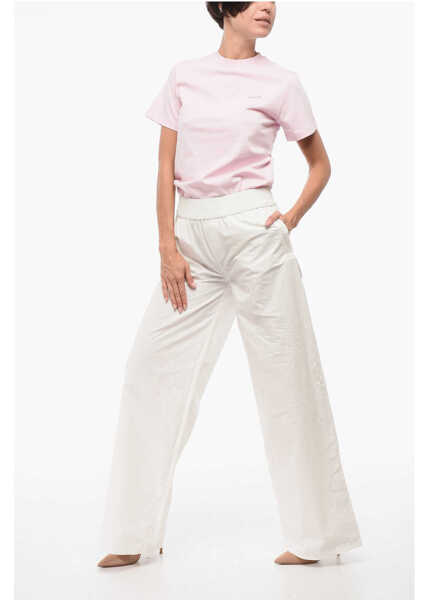 Pantaloni casual DSQUARED2 Wide Leg Pants With Logo Patch White Femei (BM 18408511) 4