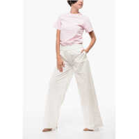 Pantaloni DSQUARED2 Dama - Pantaloni casual DSQUARED2 Wide Leg Pants With Logo Patch White Femei (BM 18408511) - B-mall.ro