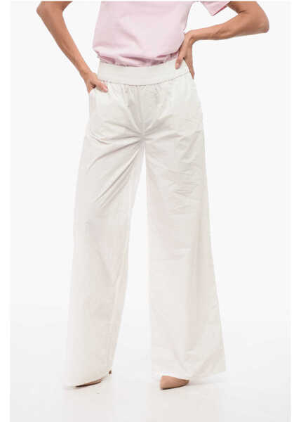 Pantaloni casual DSQUARED2 Wide Leg Pants With Logo Patch White Femei (BM 18408511) 1