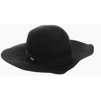 Caciuli Solid Color Wool Felt Hat With Logoed Detail Femei