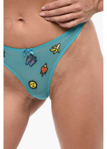 Lenjerie intima DSQUARED2 Mesh Thong Slip With Patches Light Blue Femei (BM 18408550) 3