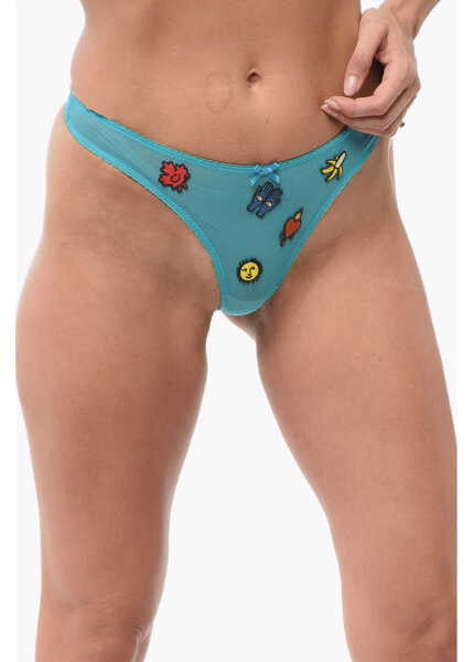 Lenjerie intima DSQUARED2 Mesh Thong Slip With Patches Light Blue Femei (BM 18408550) 1