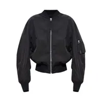 Bomber jacket THE ATTICO Black Bomber Jacket With Front Zip Closure And One Zipped Pocket On The Sleeve In Tech Fabric Woman