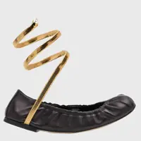 Balerini René Caovilla Black Leather Flats Femei