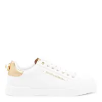 Sneakers Dolce & Gabbana White And Gold Leather Sneakers Femei