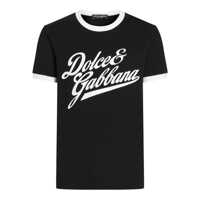 Tricouri Dolce & Gabbana Velvet-Print Cotton T-Shirt Barbati