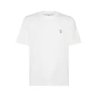 Tricouri Brunello Cucinelli Logo Cotton T-Shirt Barbati