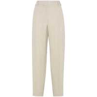 Pantaloni casual Beige Pants With Monil Detail On The Loop And Pences In Viscose And Linen Blend Woman Femei