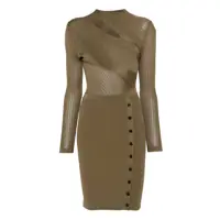 Rochii Self-Portrait Khaki Cut Out Rib Knit Mini Dress Clothing Femei