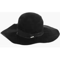 Caciuli Solid Color Felt Floppy Hat With Silver-Tone Logo Barbati