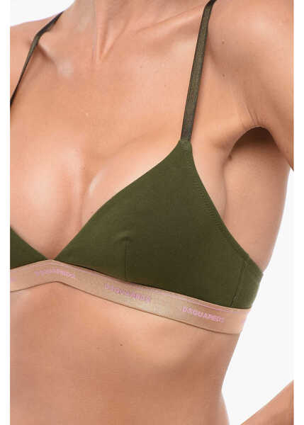 Sutiene DSQUARED2 Triangle Bra With Logoed Band Green Femei (BM 18419218) 3