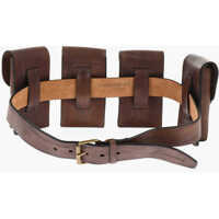 Curele Solid Color Leather Utility Belt With Removable Pockets 40Mm Barbati