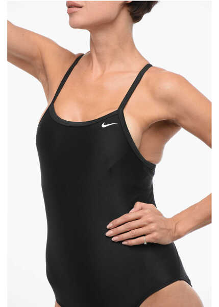 Costume de baie intregi Nike Solid Color Racerback One Piece Swimsuit With Embroidery Black Femei (BM 18419581) 3
