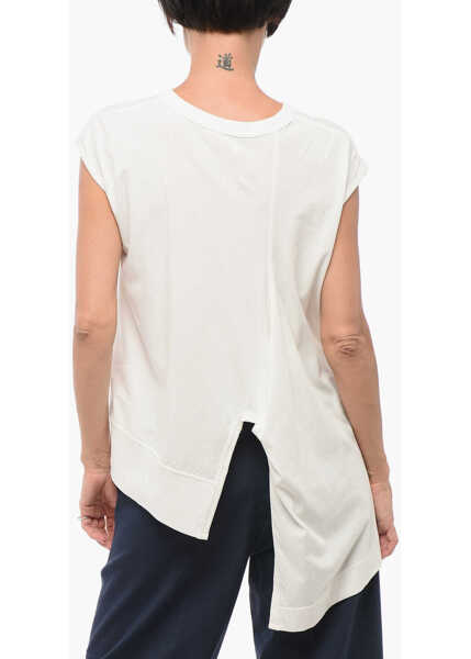 Tricouri Y-3 Crew Neck Cotton T-Shirt With Asymmetric Design White Femei (BM 18419677) 2