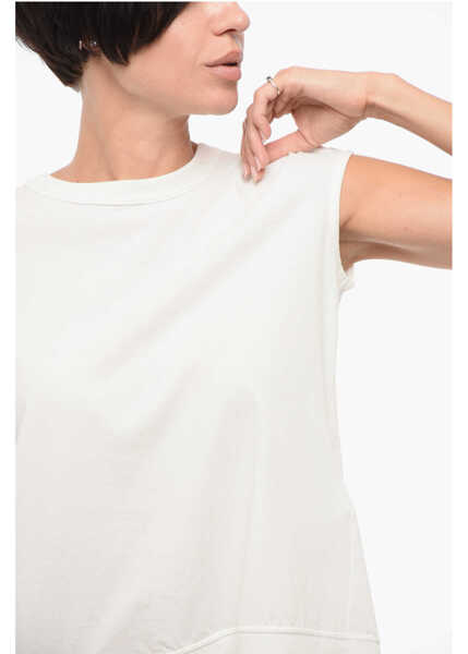 Tricouri Y-3 Crew Neck Cotton T-Shirt With Asymmetric Design White Femei (BM 18419677) 3