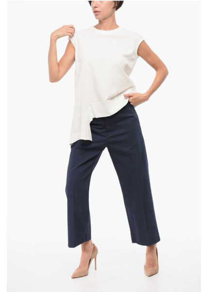 Tricouri Y-3 Crew Neck Cotton T-Shirt With Asymmetric Design White Femei (BM 18419677) 4