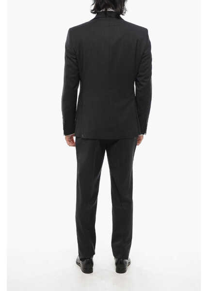 Costume CORNELIANI Cc Collection Virgin Wool Side Vents Peak Lapel 3 Piece Wais Black Barbati (BM 18419776) 4