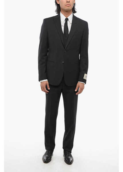 Costume CORNELIANI Cc Collection Virgin Wool Side Vents Peak Lapel 3 Piece Wais Black Barbati (BM 18419776) 1