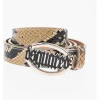 Curele Python Effect Leather Belt With Logoed Buckle 25Mm Femei