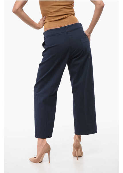 Pantaloni casual Department Five Stretch Cotton Cropped Pants With Belt Loops Blue Femei (BM 18419830) 2