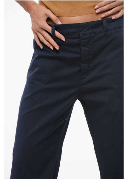 Pantaloni casual Department Five Stretch Cotton Cropped Pants With Belt Loops Blue Femei (BM 18419830) 3