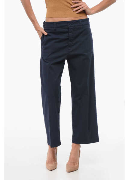 Pantaloni casual Department Five Stretch Cotton Cropped Pants With Belt Loops Blue Femei (BM 18419830) 1