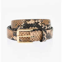 Curele Python Effect Leather Belt With Golden Buckle 25Mm Barbati