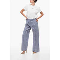 Imbracaminte Dama pagina 575 - Pantaloni casual Department Five Single-Pleated Wide Leg Striped Fairmont Pants Blue Femei (BM 18420007) - B-mall.ro