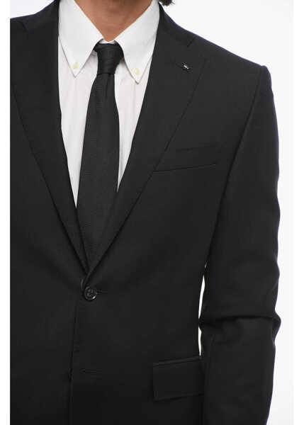 Sacouri CORNELIANI Cc Collection Wool Single Breasted Blazer With Flap Pockets Black Barbati (BM 18420022) 2