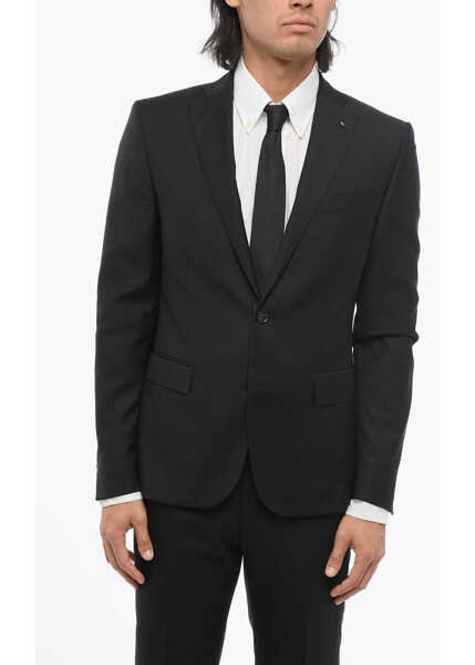 Sacouri CORNELIANI Cc Collection Wool Single Breasted Blazer With Flap Pockets Black Barbati (BM 18420022) 1