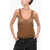 Saint Laurent Chiffon Tank Top With Deep Neckline Brown
