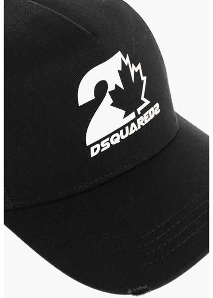 Caciuli DSQUARED2 Solid Color Power Twins Cap With Contrasting Logo Black Barbati (BM 18420031) 3