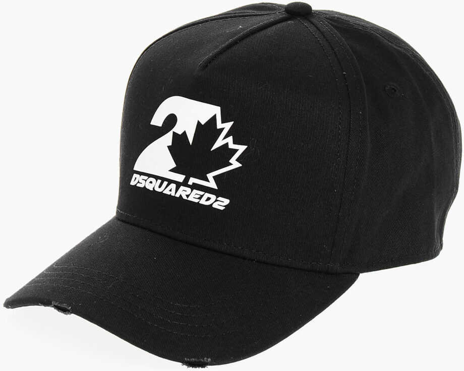 Caciuli DSQUARED2 Solid Color Power Twins Cap With Contrasting Logo Black Barbati (BM 18420031) 1