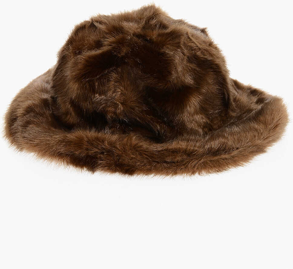 Caciuli DSQUARED2 Solid Color Faux Fur Bucket Hat Brown Barbati (BM 18420034) 2